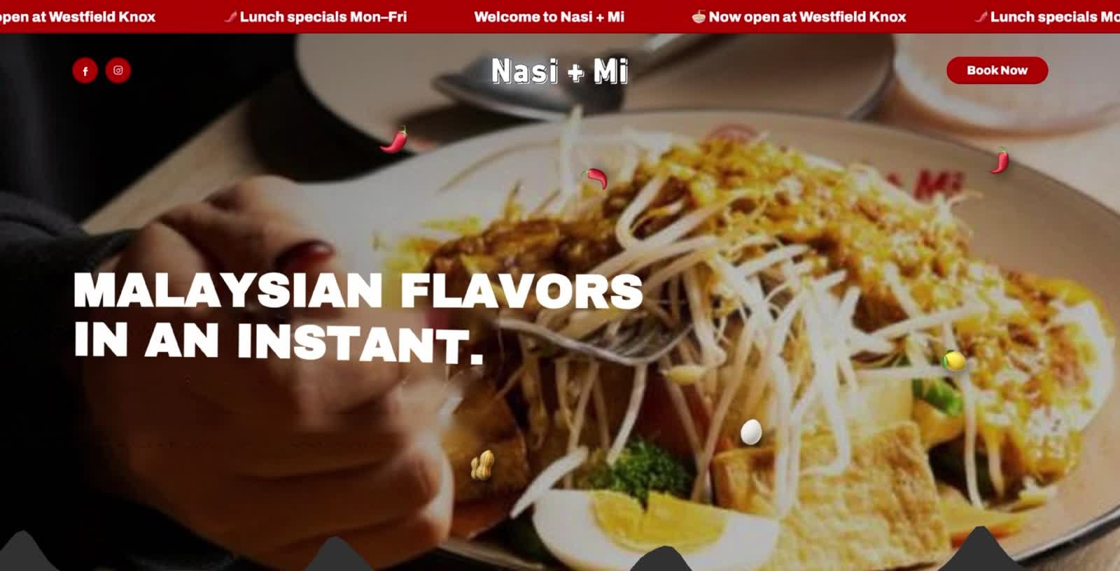 Nasi + Mi website shown on a laptop and a phone