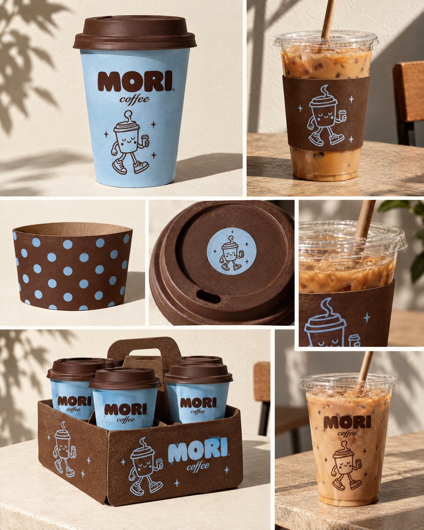 Mori hot and iced cups, sleeves and cup carrier
