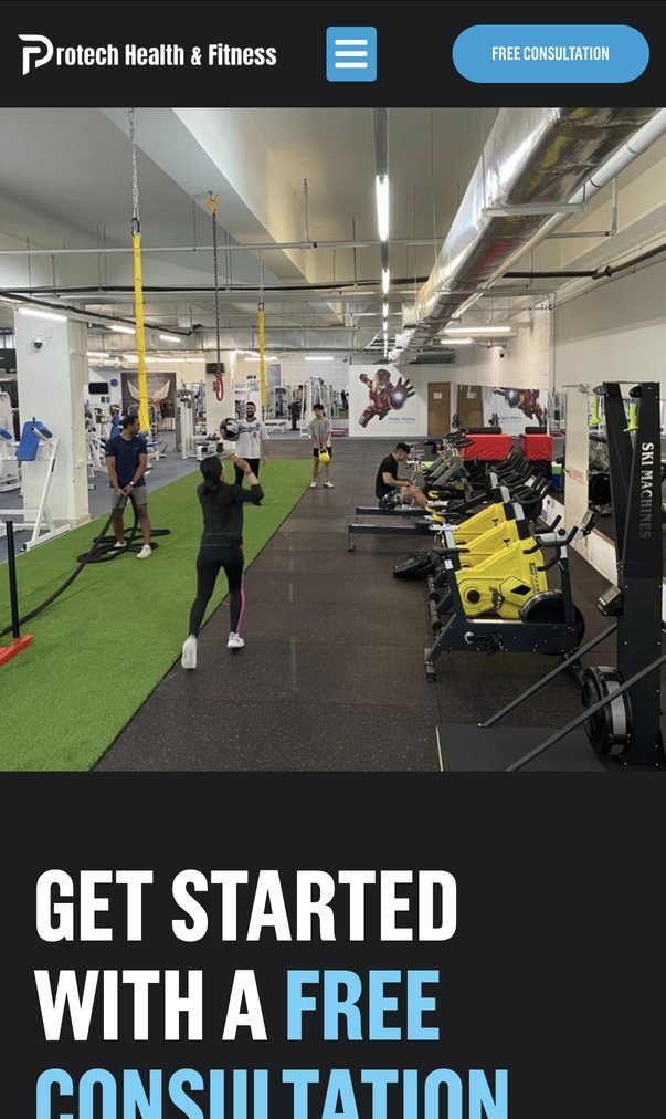 Protech Health & Fitness mobile page